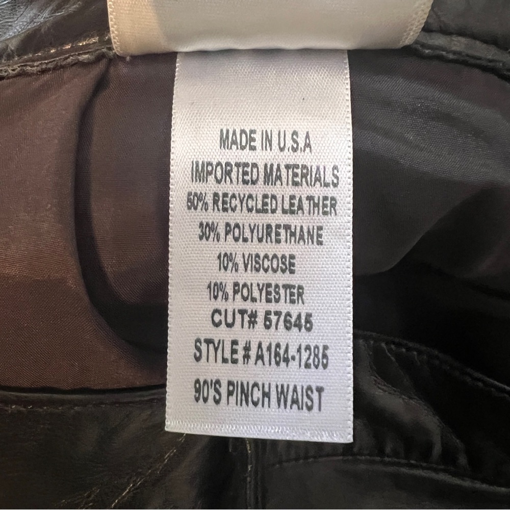 AGOLDE 90’s pinch waist recycled leather blend straight leg pants black - Picture 8 of 9